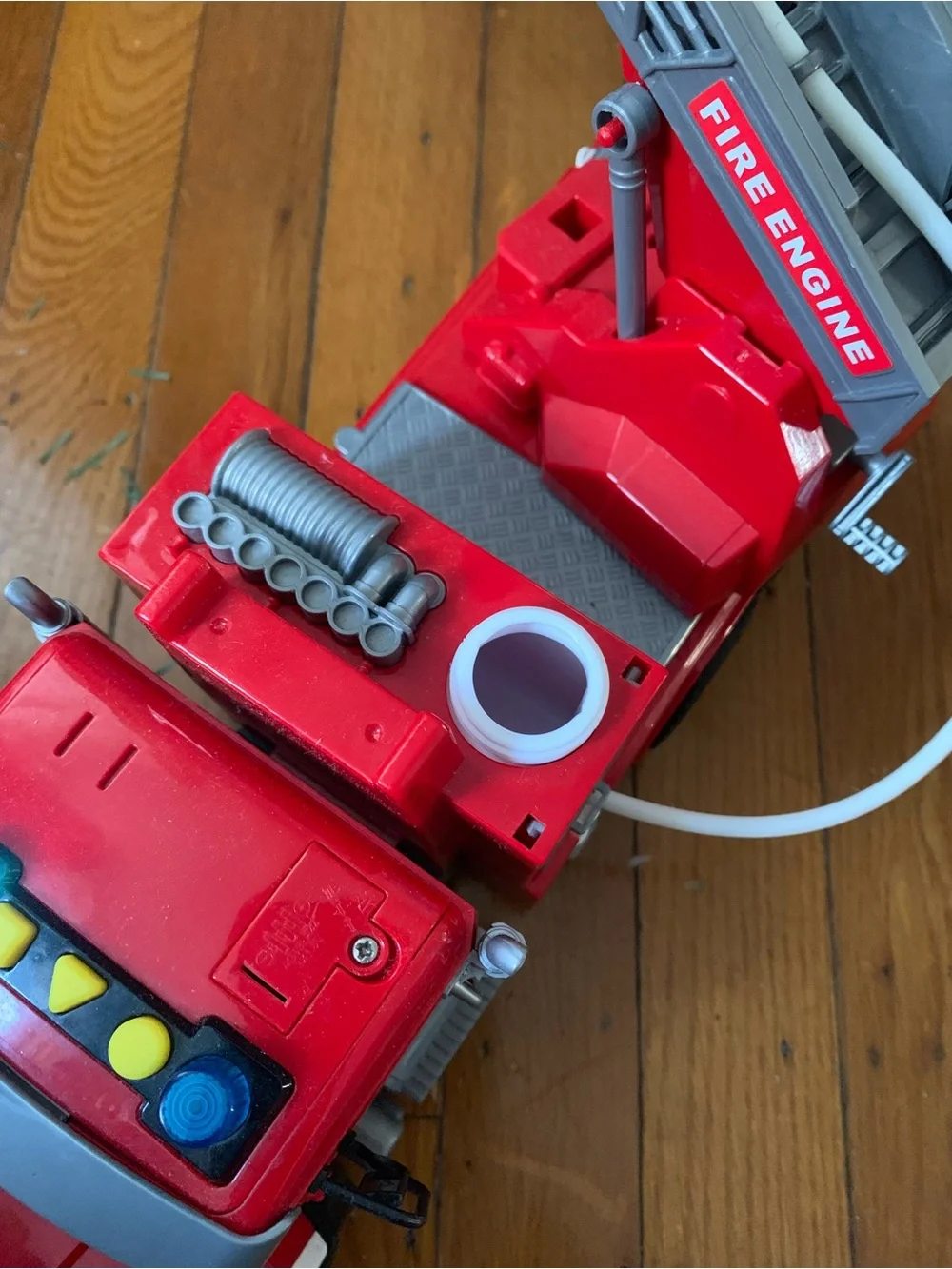 Red Kids Fire Truck Ladder Toy with water spray - Durable Play Vehicle